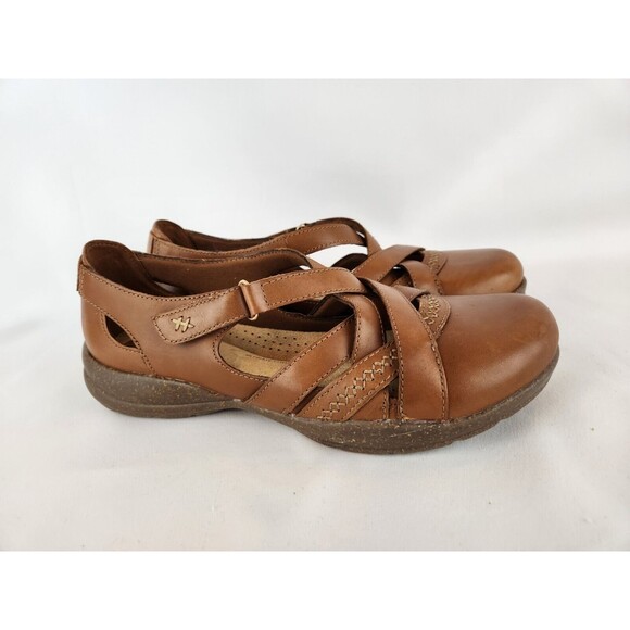 Clarks Sandals Roseville Step Women's Size 8.5 Mary Jane Strappy‎ Brown Shoes - Picture 2 of 11